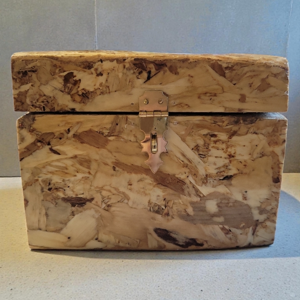 Grey Fox Handcrafted Laminated OSB Wooden Treasure Chest Trinket Box Brass